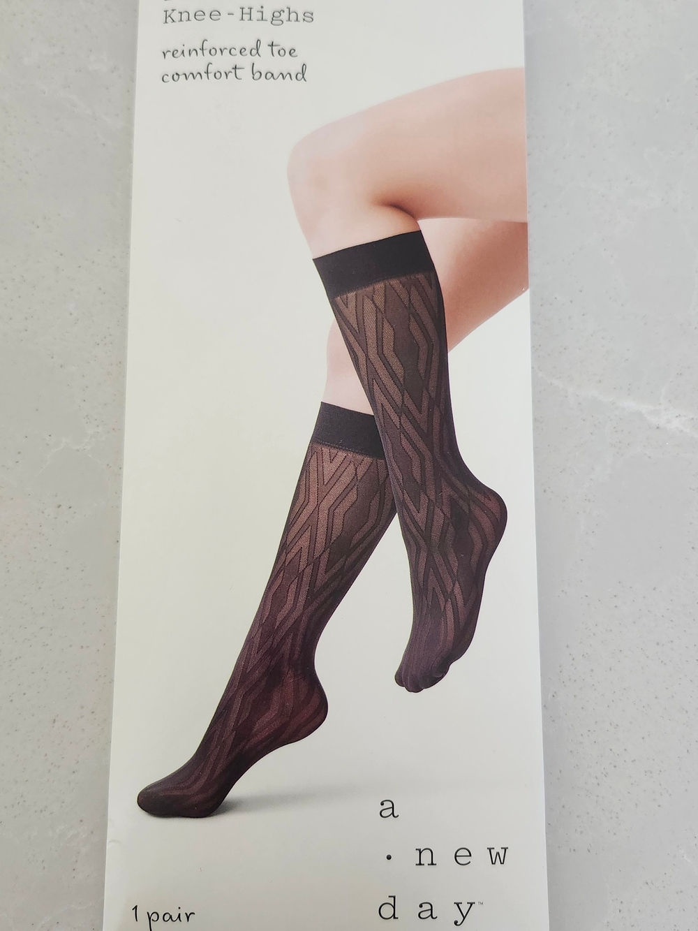 a new day Black Geometric Knee-High Socks